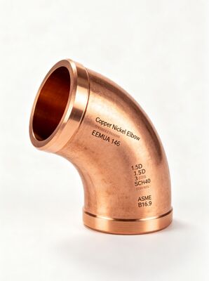 UNS C71500 CuNi 70/30 ข้อศอกเชื่อมชน, 90° LR Sch 80 ASTM B16.9 อุตสาหกรรม